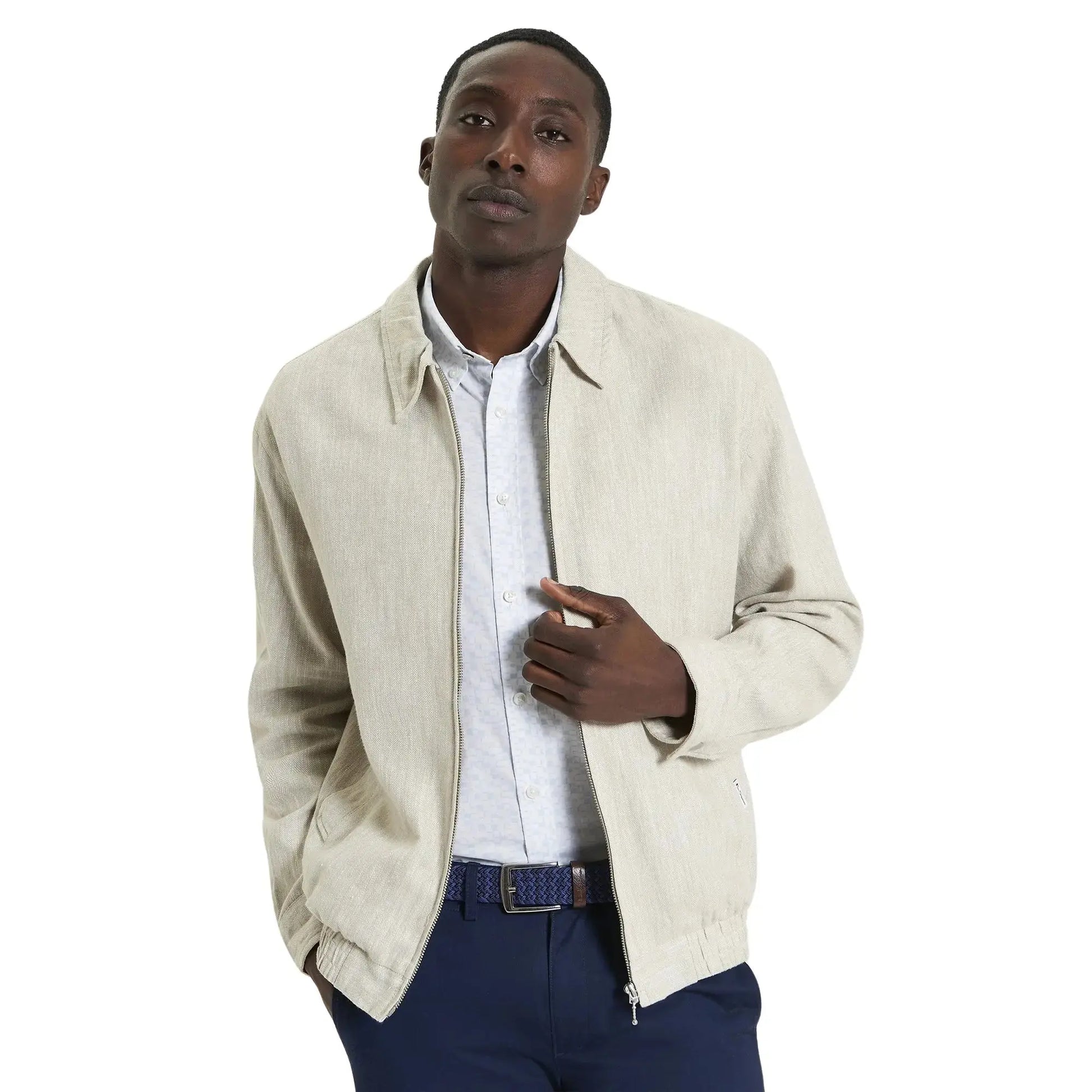 Buy Ben Sherman Linen Blouson - Oatmeal | Harrington Jacketss at Woven Durham