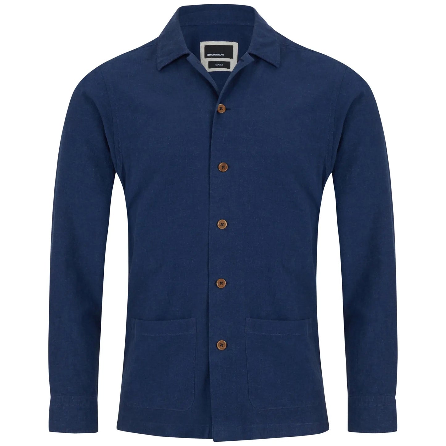 Buy Remus Uomo Linen Overshirt - Blue | Overshirtss at Woven Durham