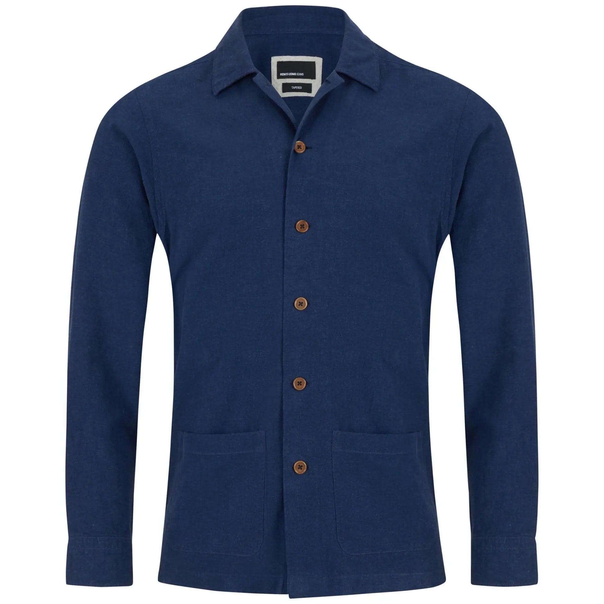 Buy Remus Uomo Linen Overshirt - Blue | Overshirtss at Woven Durham