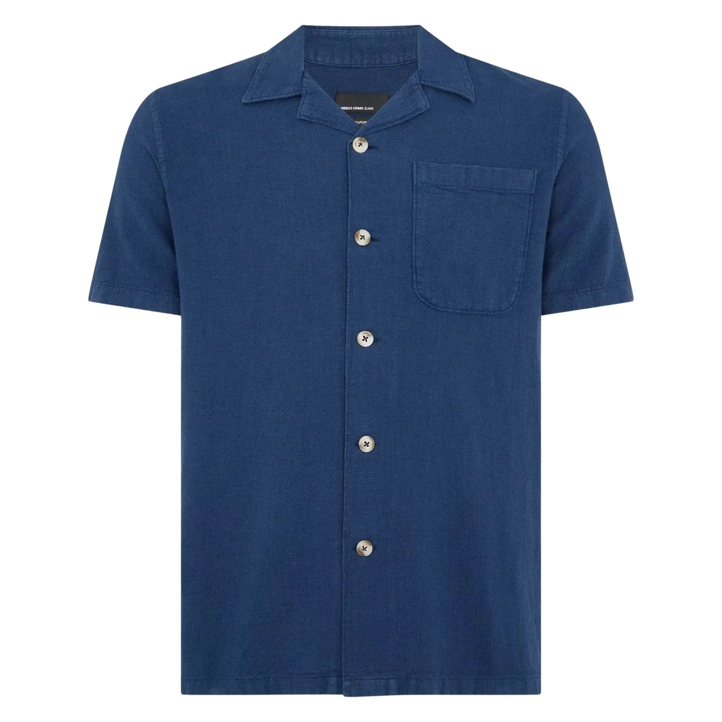 Buy Remus Uomo Linen Short Sleeve Shirt - Denim | Short-Sleeved Shirtss at Woven Durham