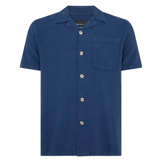 Buy Remus Uomo Linen Short Sleeve Shirt - Denim | Short-Sleeved Shirtss at Woven Durham