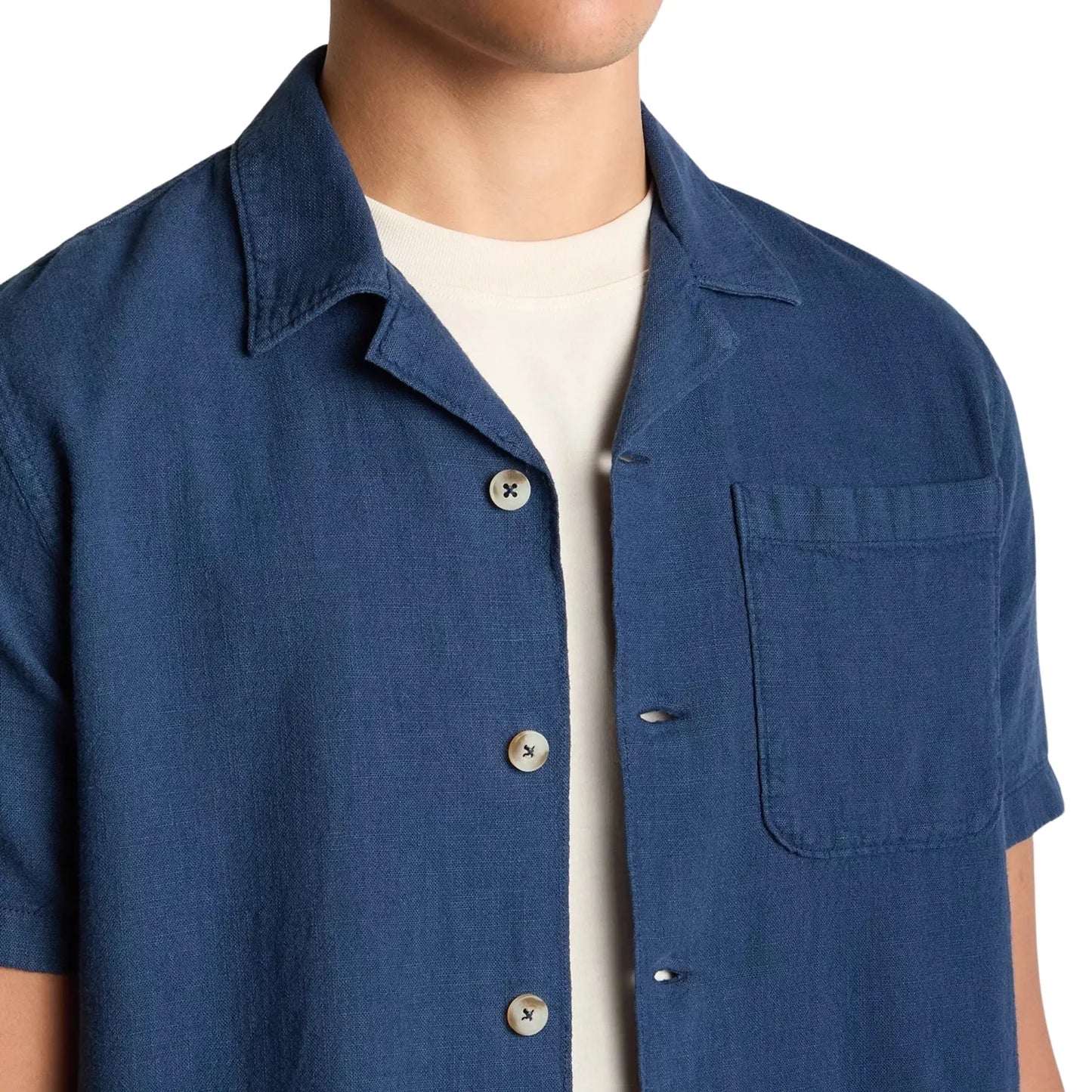 Buy Remus Uomo Linen Short Sleeve Shirt - Denim | Short-Sleeved Shirtss at Woven Durham
