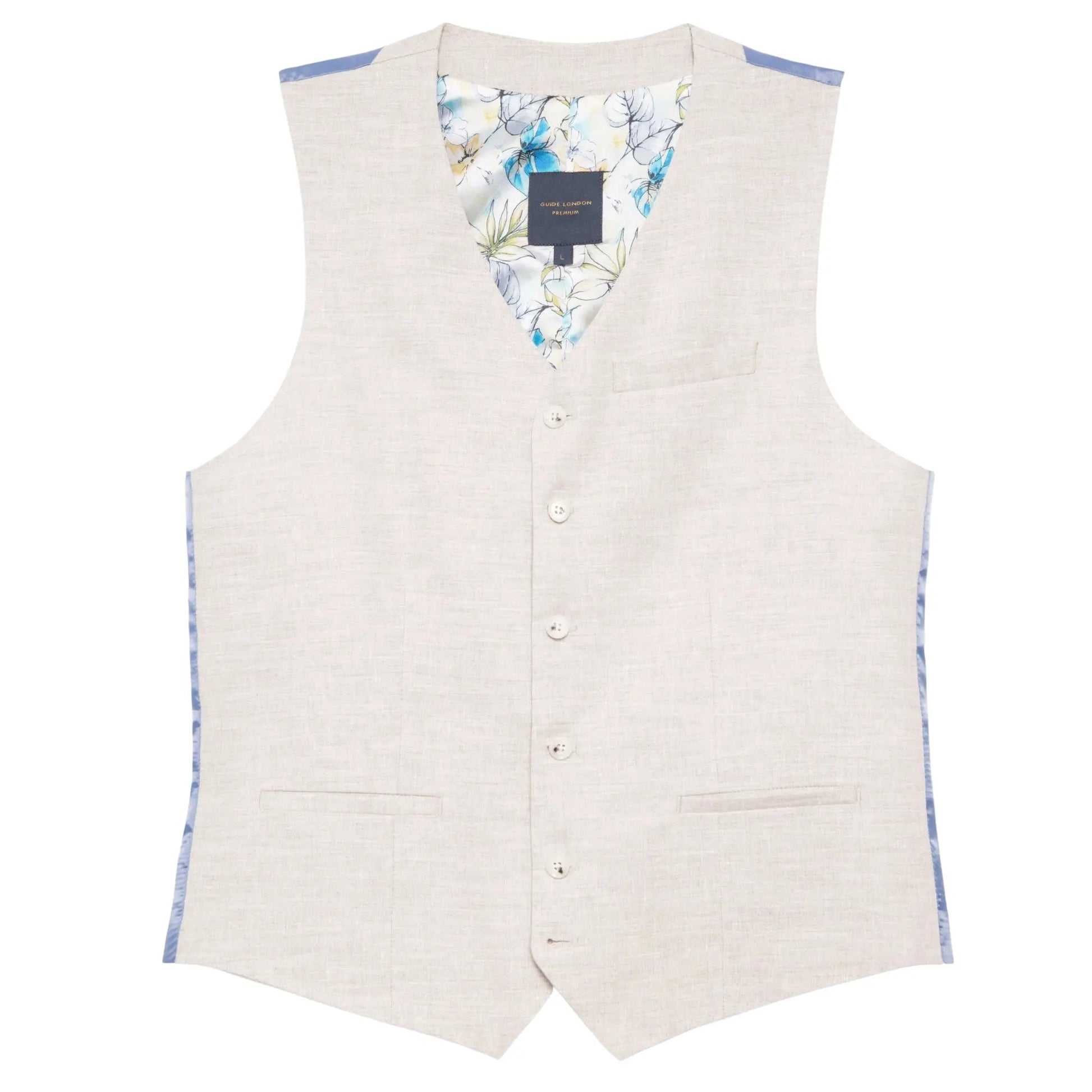 Buy Guide London Linen Suit Waistcoat - Pearle Grey | Suit Waistcoats at Woven Durham