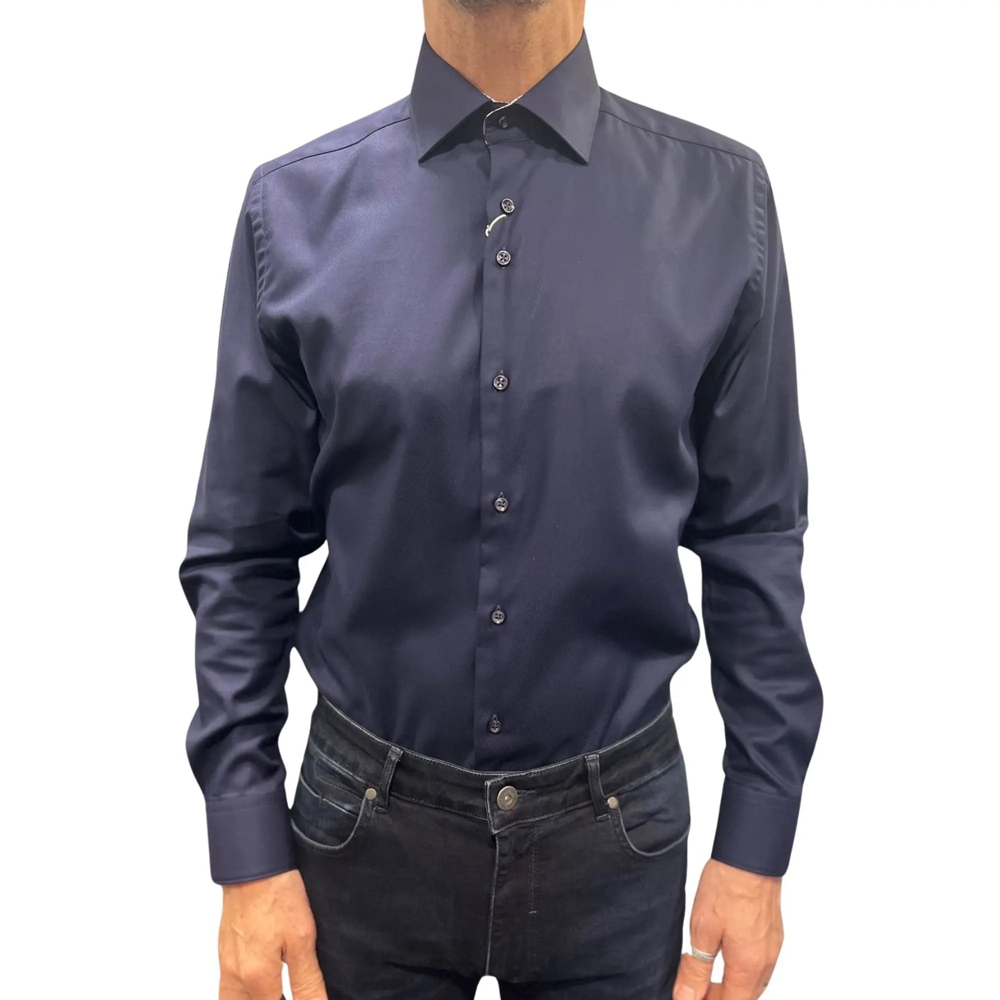 Buy Marnelli Sartoria Long Sleeve Shirt - Navy Twill | Short-Sleeved Shirtss at Woven Durham