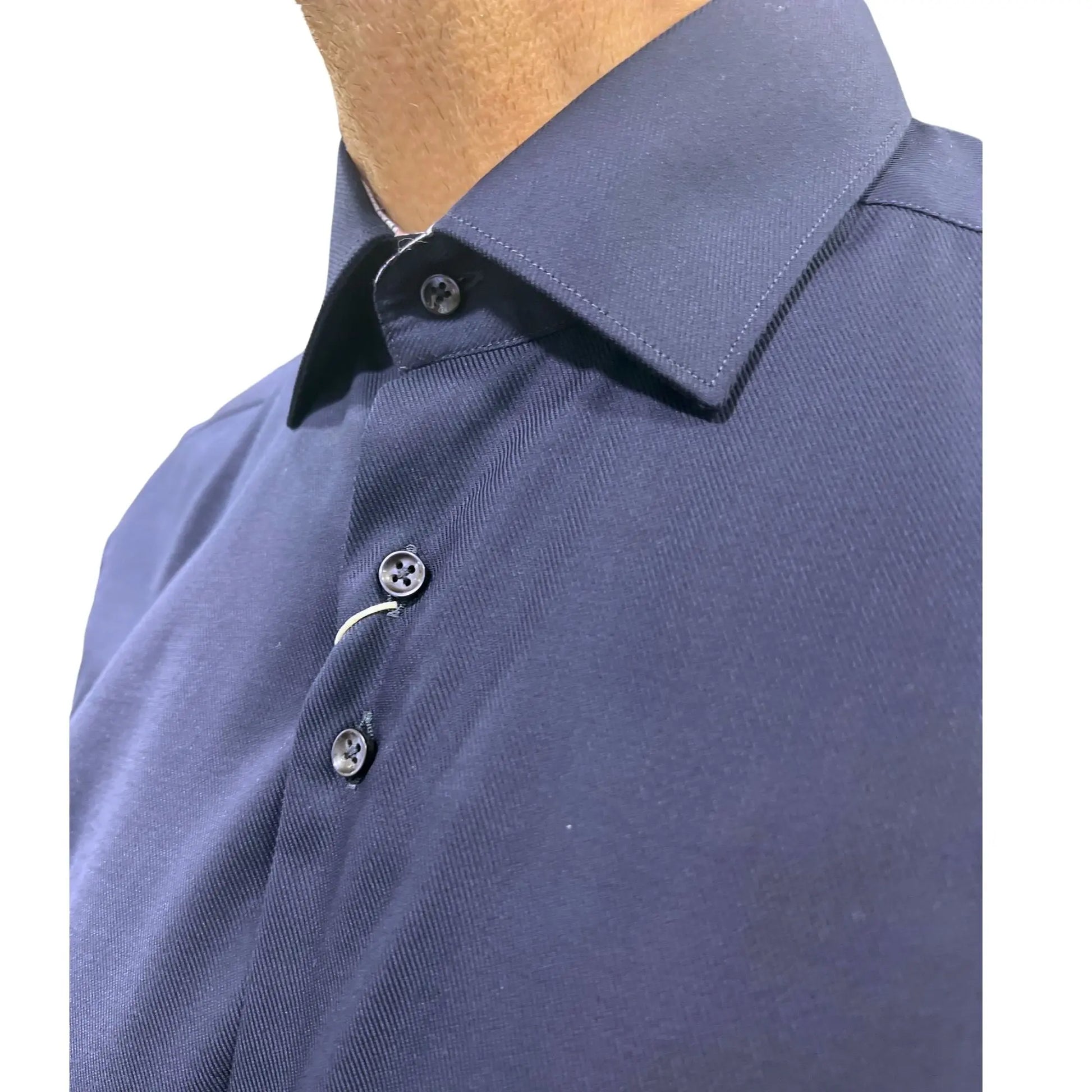 Buy Marnelli Sartoria Long Sleeve Shirt - Navy Twill | Short-Sleeved Shirtss at Woven Durham