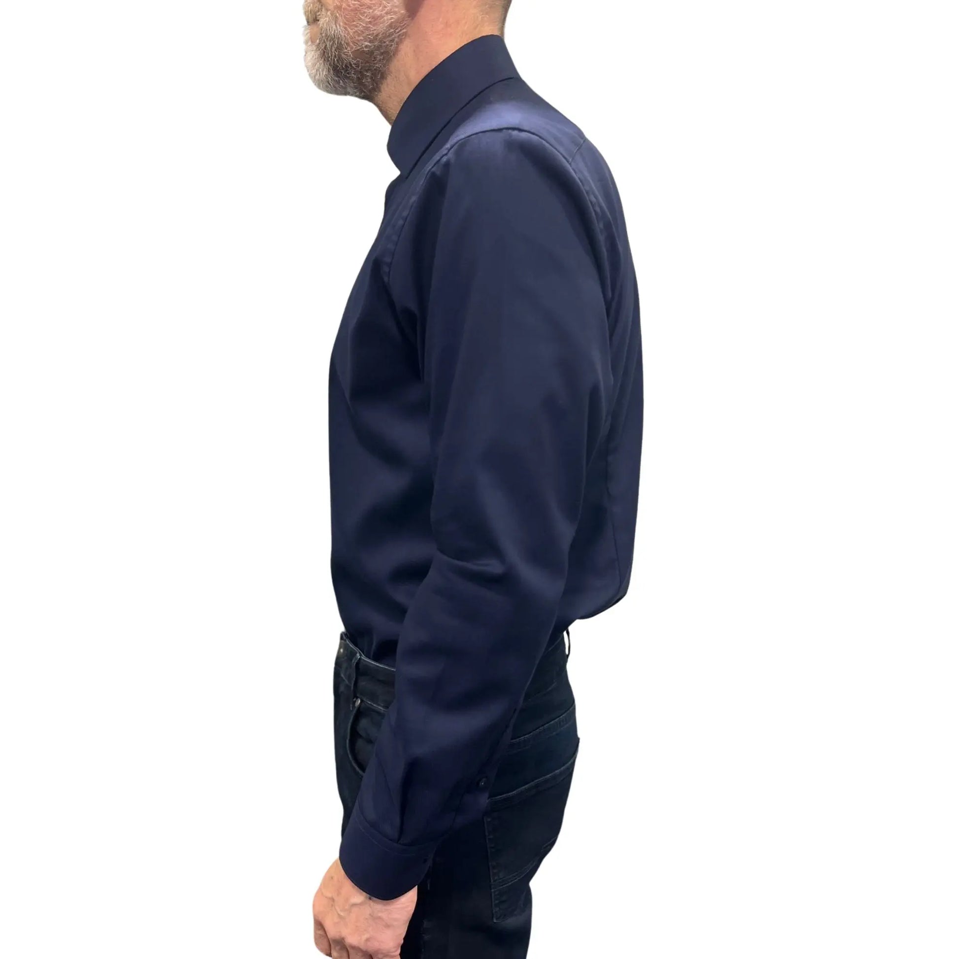 Buy Marnelli Sartoria Long Sleeve Shirt - Navy Twill | Short-Sleeved Shirtss at Woven Durham