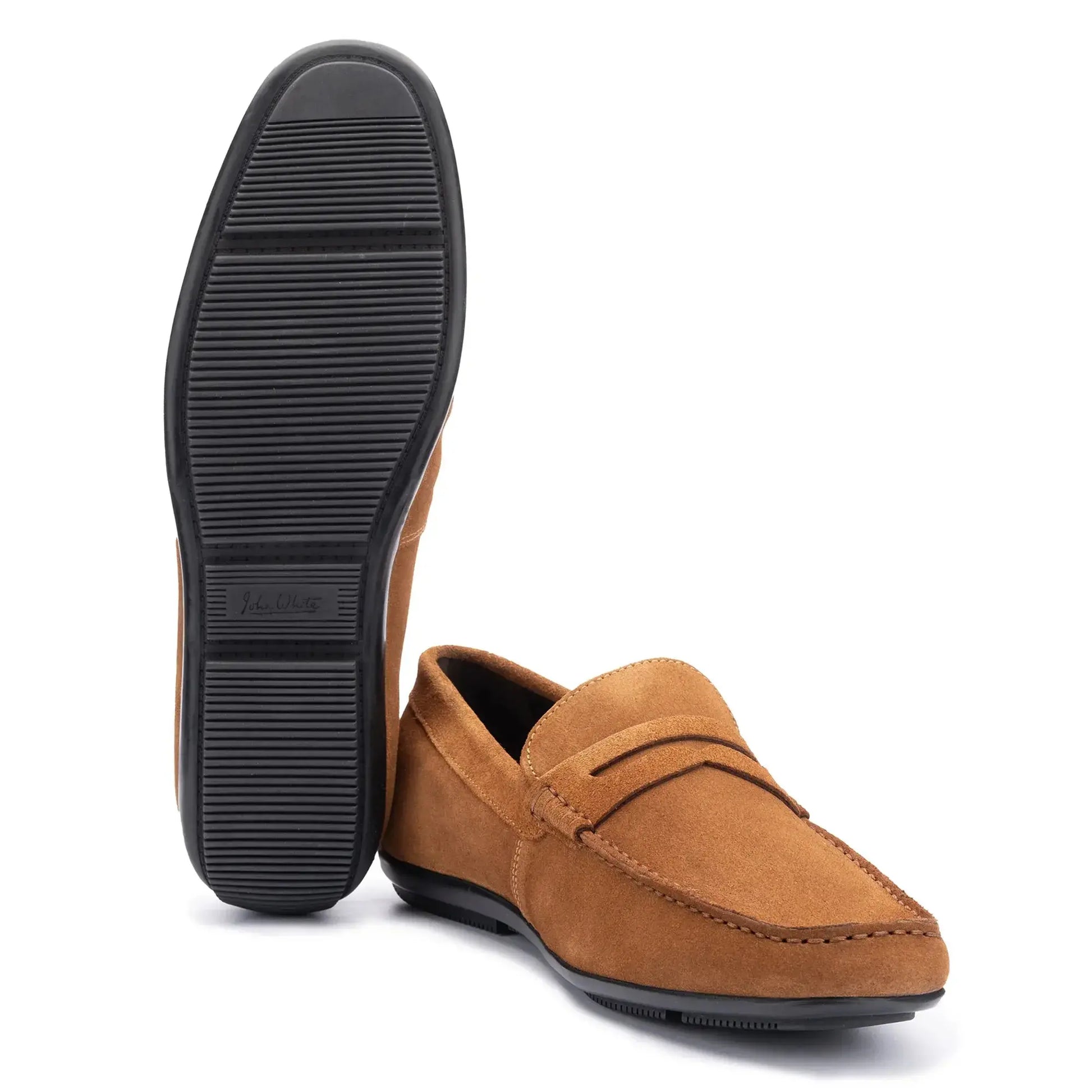 Buy John White McQueen Cognac Suede Driving Moccasins | Loafers at Woven Durham
