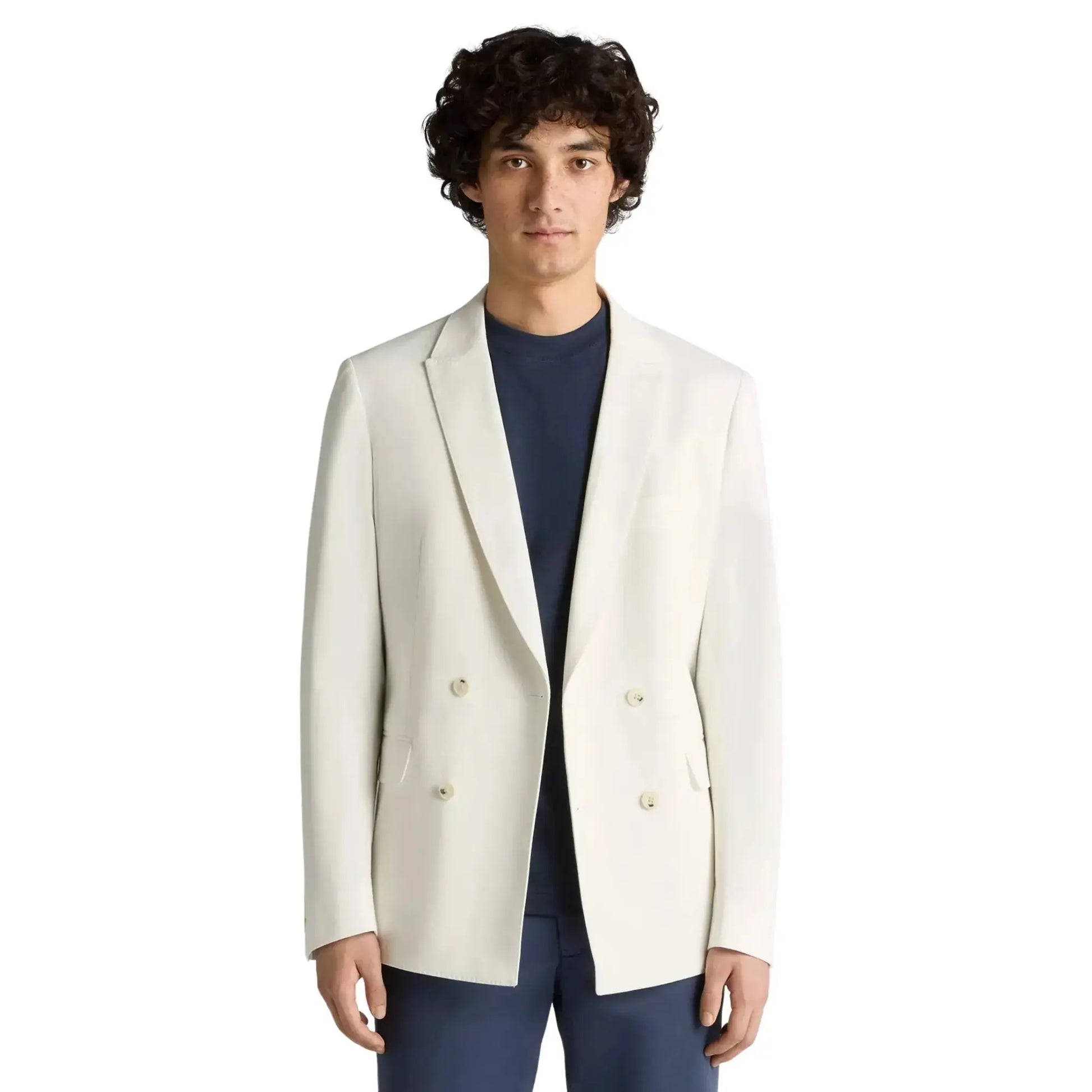 Buy Remus Uomo Montez Double-Breasted Jacket - White | Blazerss at Woven Durham
