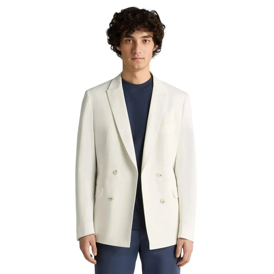 Buy Remus Uomo Montez Double-Breasted Jacket - White | Blazerss at Woven Durham