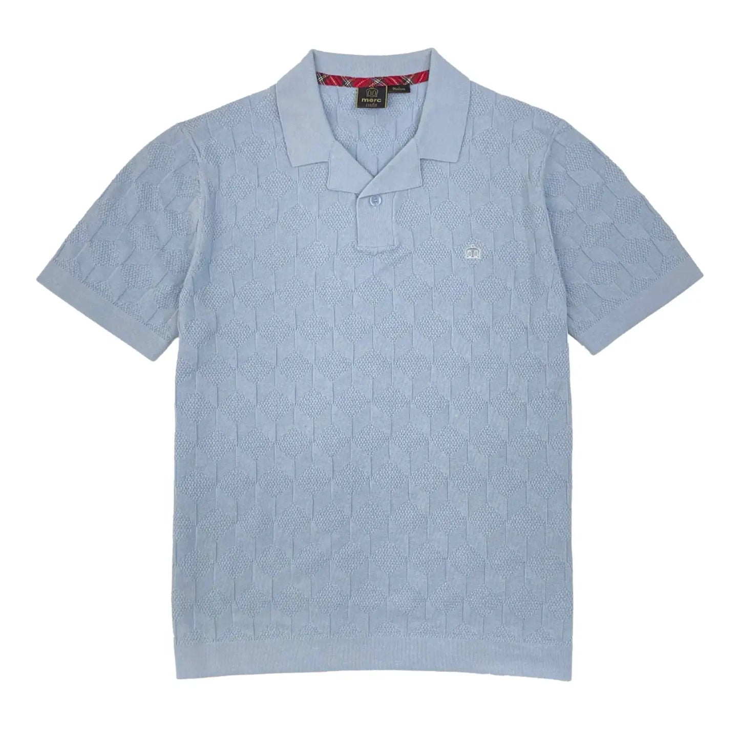 Buy Merc London Nathan Knitted Polo Shirt - Sky | Short-Sleeved Polo Shirtss at Woven Durham