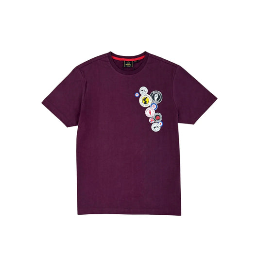 Buy Merc London Naunton Pin Badge T-Shirt - Wine | T-Shirtss at Woven Durham