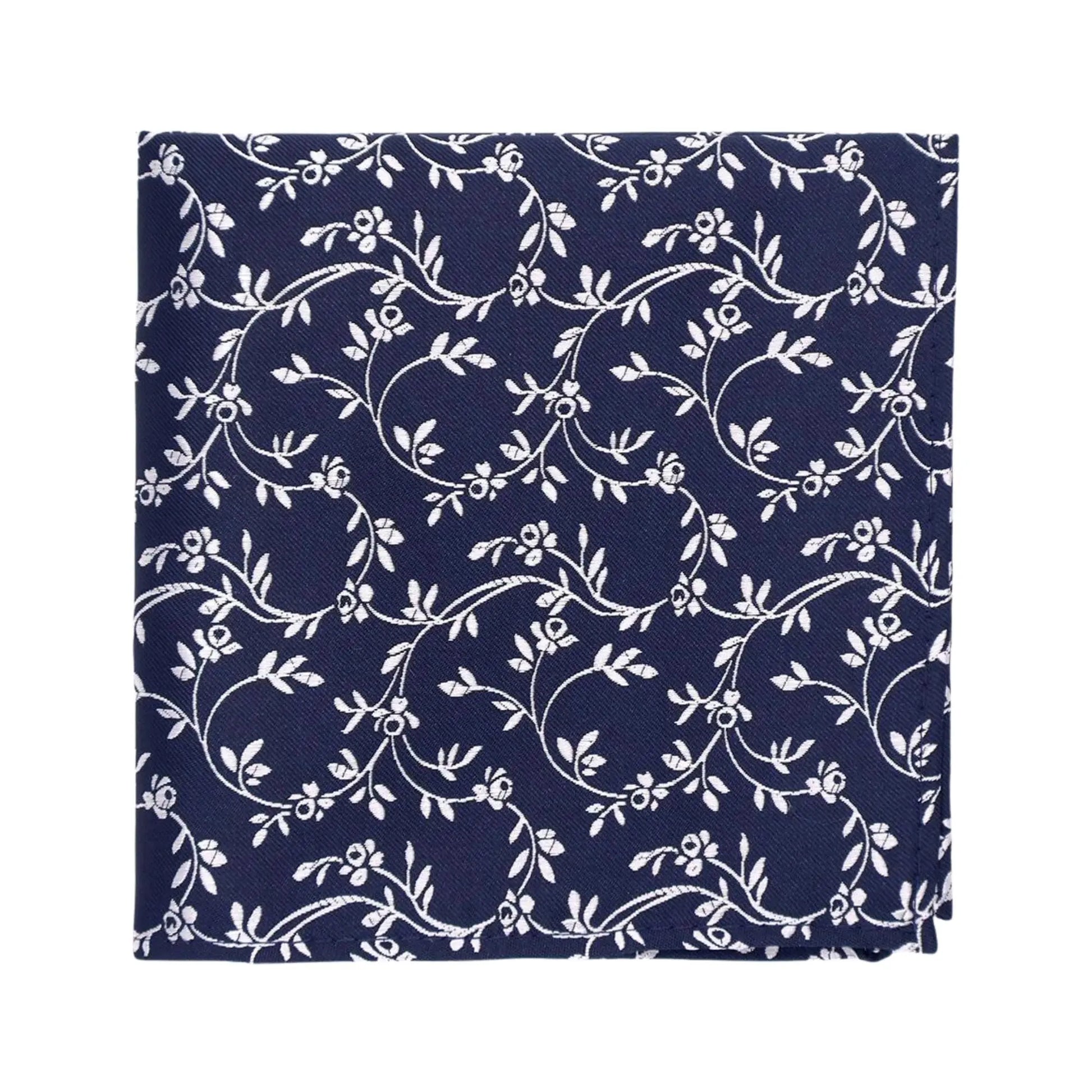 Buy L.A. Smith Navy Blue Leafy Floral Pocket Square | Polyester Pocket Squaress at Woven Durham