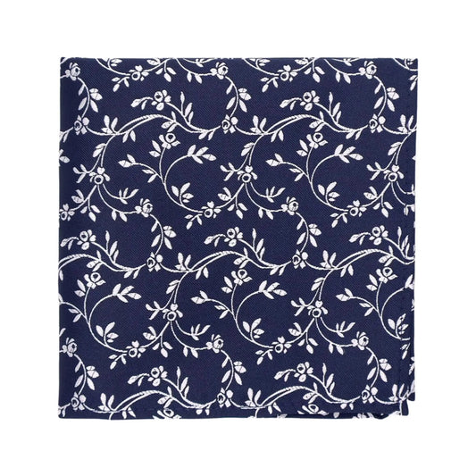 Buy L.A. Smith Navy Blue Leafy Floral Pocket Square | Polyester Pocket Squaress at Woven Durham