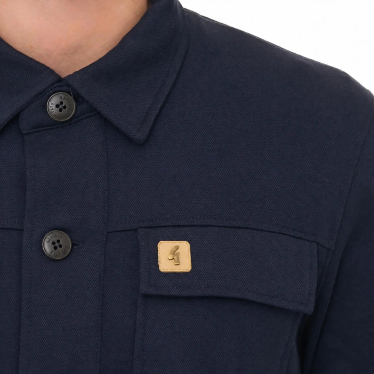 Buy Gabicci Vintage Navy Leigh Cotton Overshirt | Long-Sleeved Polo Shirtss at Woven Durham