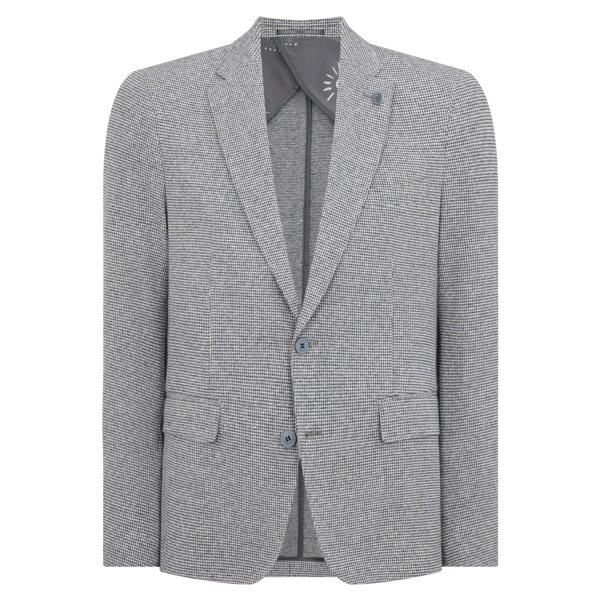 Buy Remus Uomo Neto Houndstooth Blazer - Light Grey | Blazerss at Woven Durham