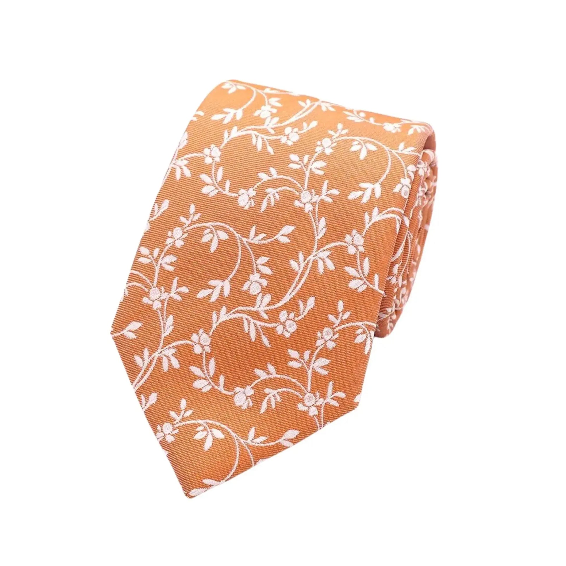 Buy L.A. Smith Orange Leafy Floral Tie | Silk Tiess at Woven Durham
