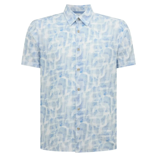 Buy Remus Uomo Oscar Short-Sleeve Shirt - Blue | Short-Sleeved Polo Shirtss at Woven Durham