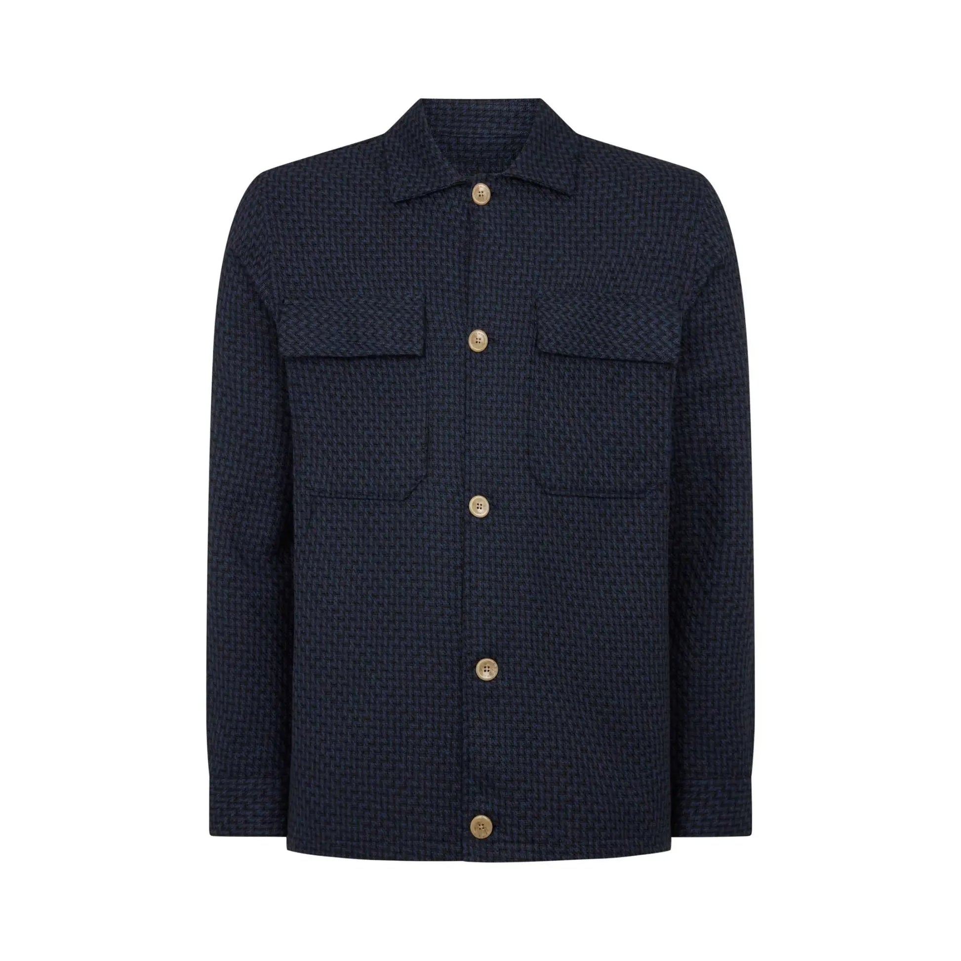 Buy Remus Uomo Paolo Herringbone Overshirt Jacket - Navy | Overshirtss at Woven Durham