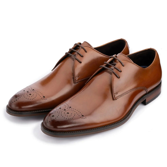 Buy John White Romsey Derby Semi Brogue Shoes - Tan | Derby Shoess at Woven Durham
