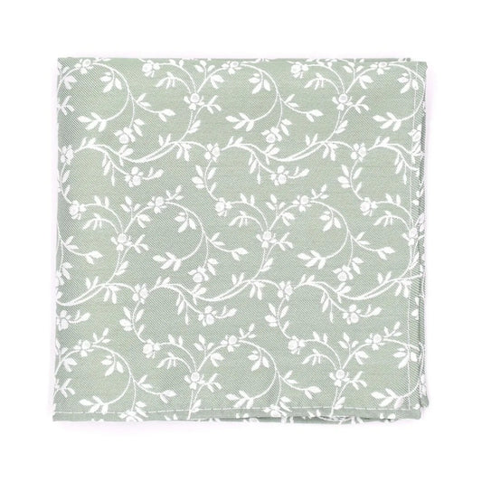Buy L.A. Smith Sage Green Leafy Floral Pocket Square | Polyester Pocket Squaress at Woven Durham