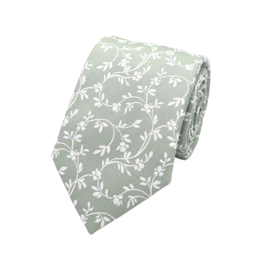 Buy L.A. Smith Sage Green Leafy Floral Tie | Silk Tiess at Woven Durham