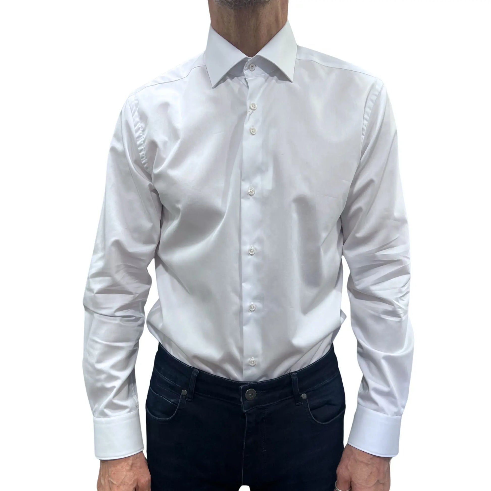 Buy Marnelli Sartoria Sateen Long-Sleeve Shirt - White | Long-Sleeved Shirtss at Woven Durham