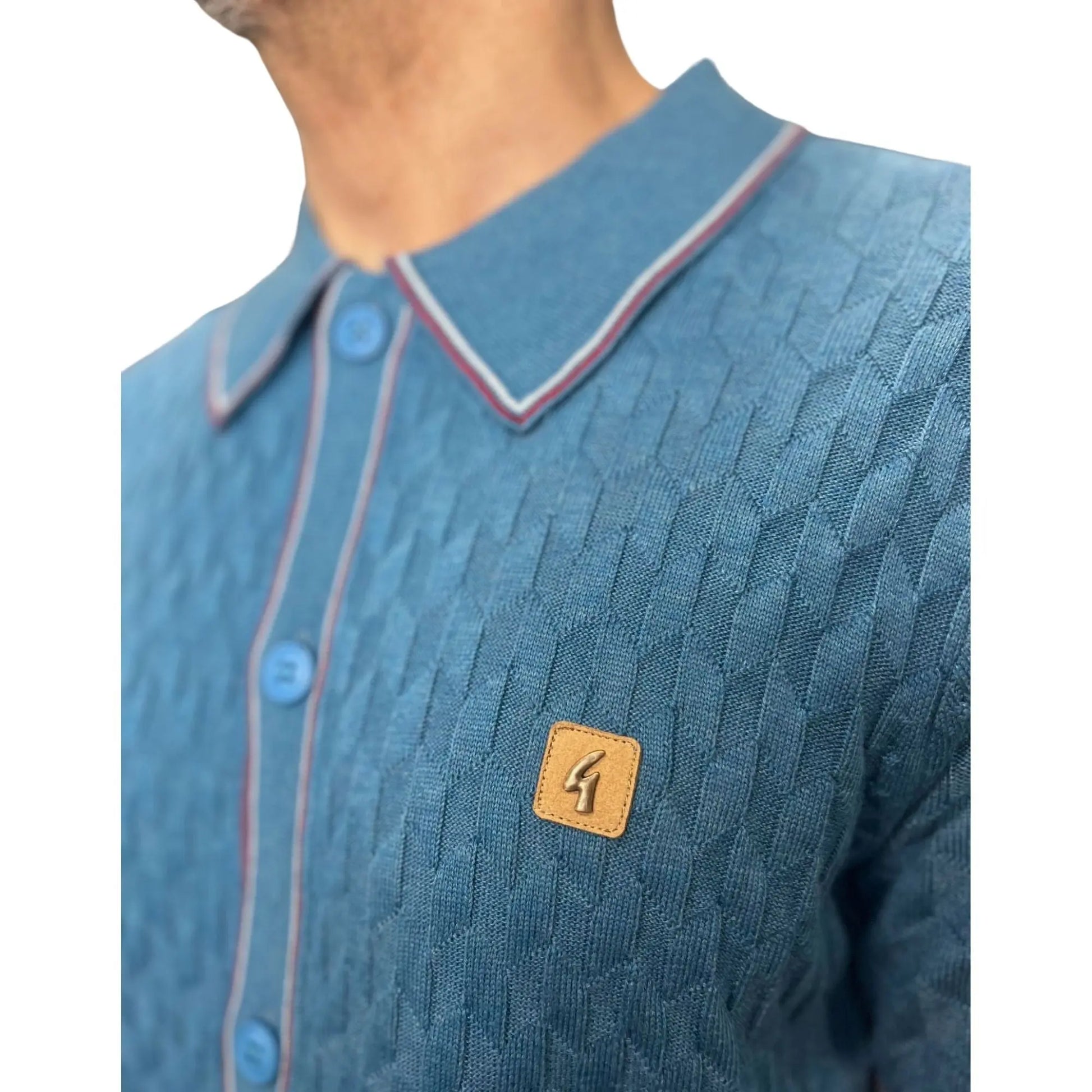 Buy Gabicci Vintage Shaun Button Thru Polo Shirt - Aqua | Short-Sleeved Polo Shirtss at Woven Durham