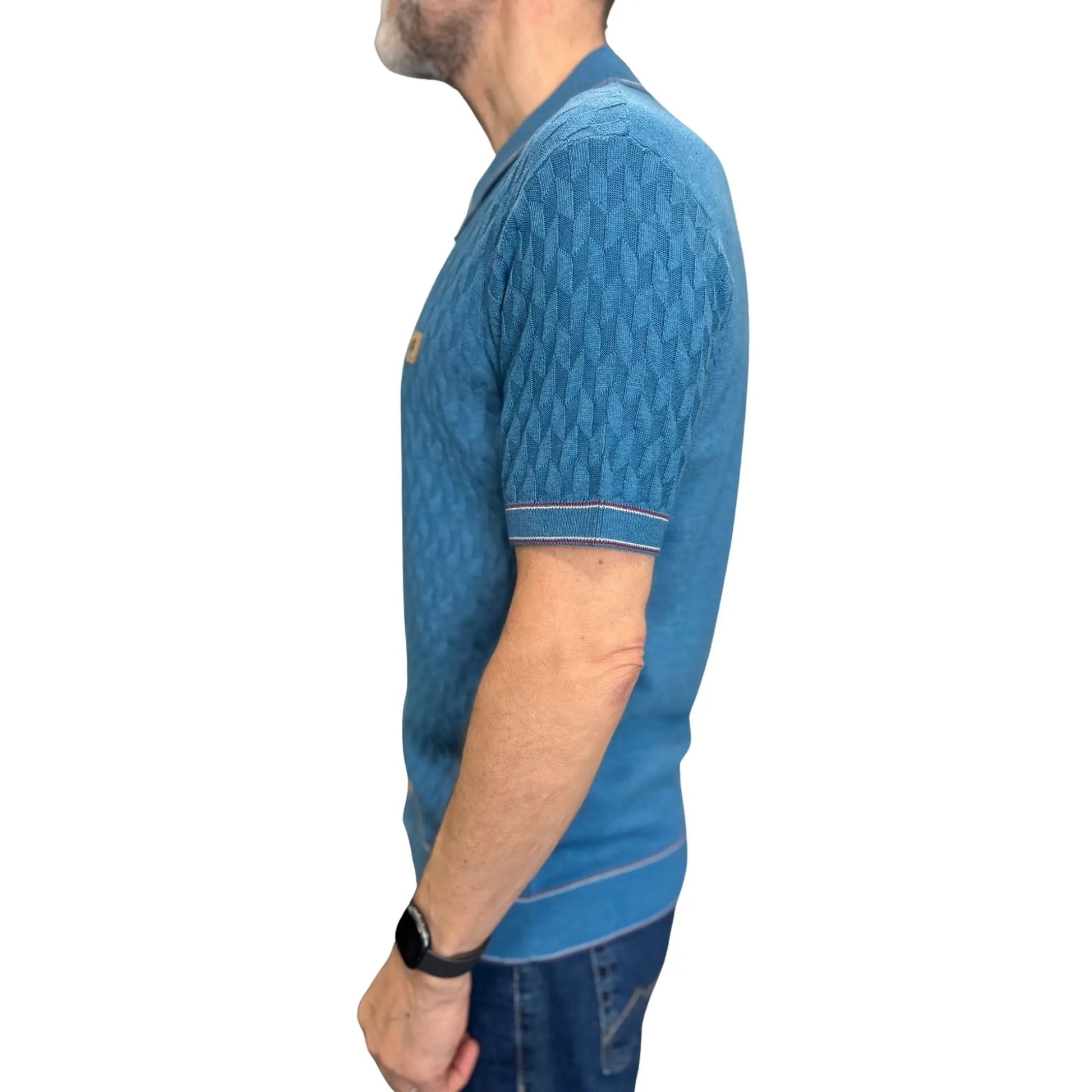 Buy Gabicci Vintage Shaun Button Thru Polo Shirt - Aqua | Short-Sleeved Polo Shirtss at Woven Durham