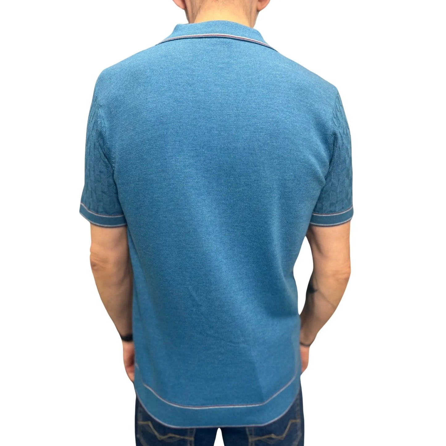 Buy Gabicci Vintage Shaun Button Thru Polo Shirt - Aqua | Short-Sleeved Polo Shirtss at Woven Durham