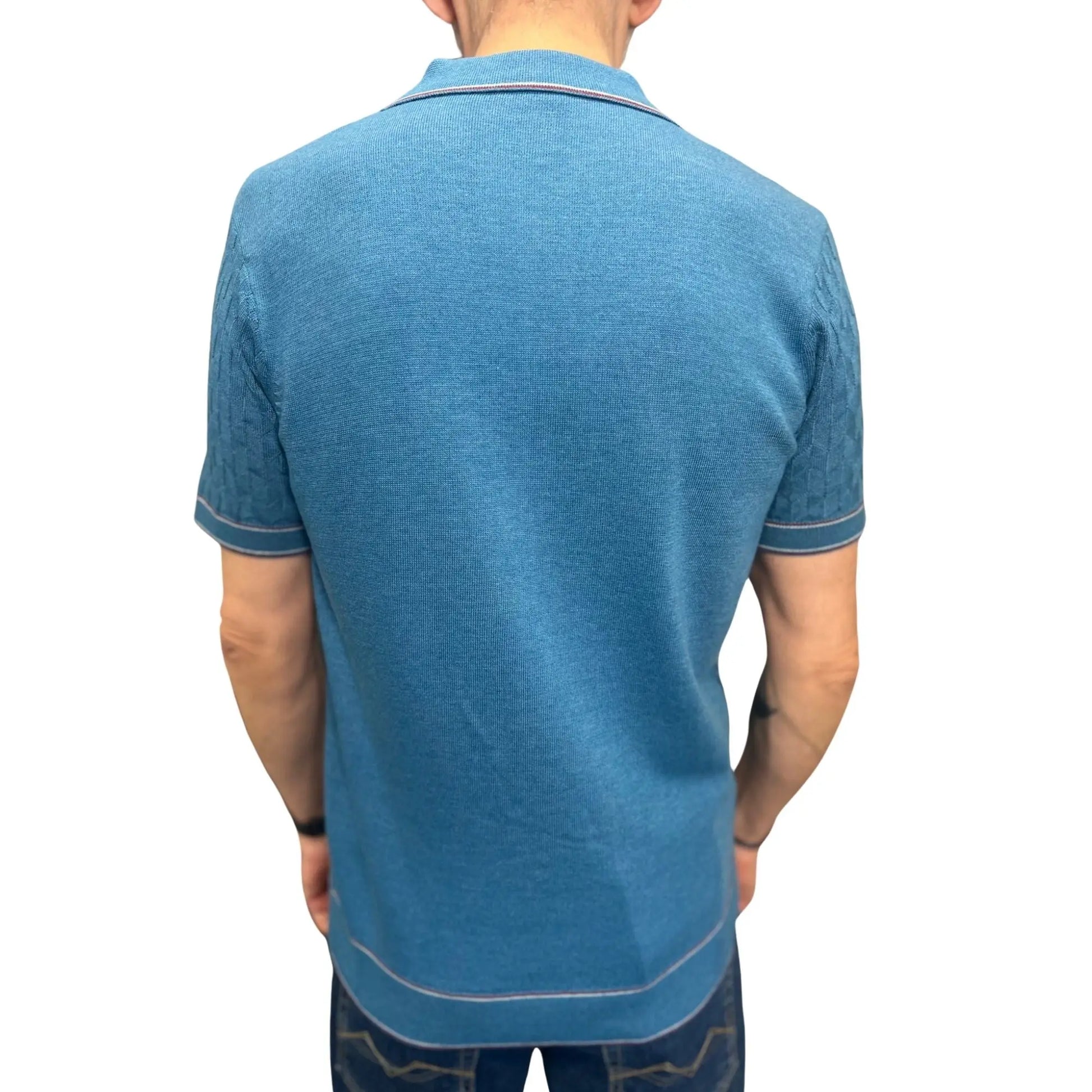Buy Gabicci Vintage Shaun Button Thru Polo Shirt - Aqua | Short-Sleeved Polo Shirtss at Woven Durham