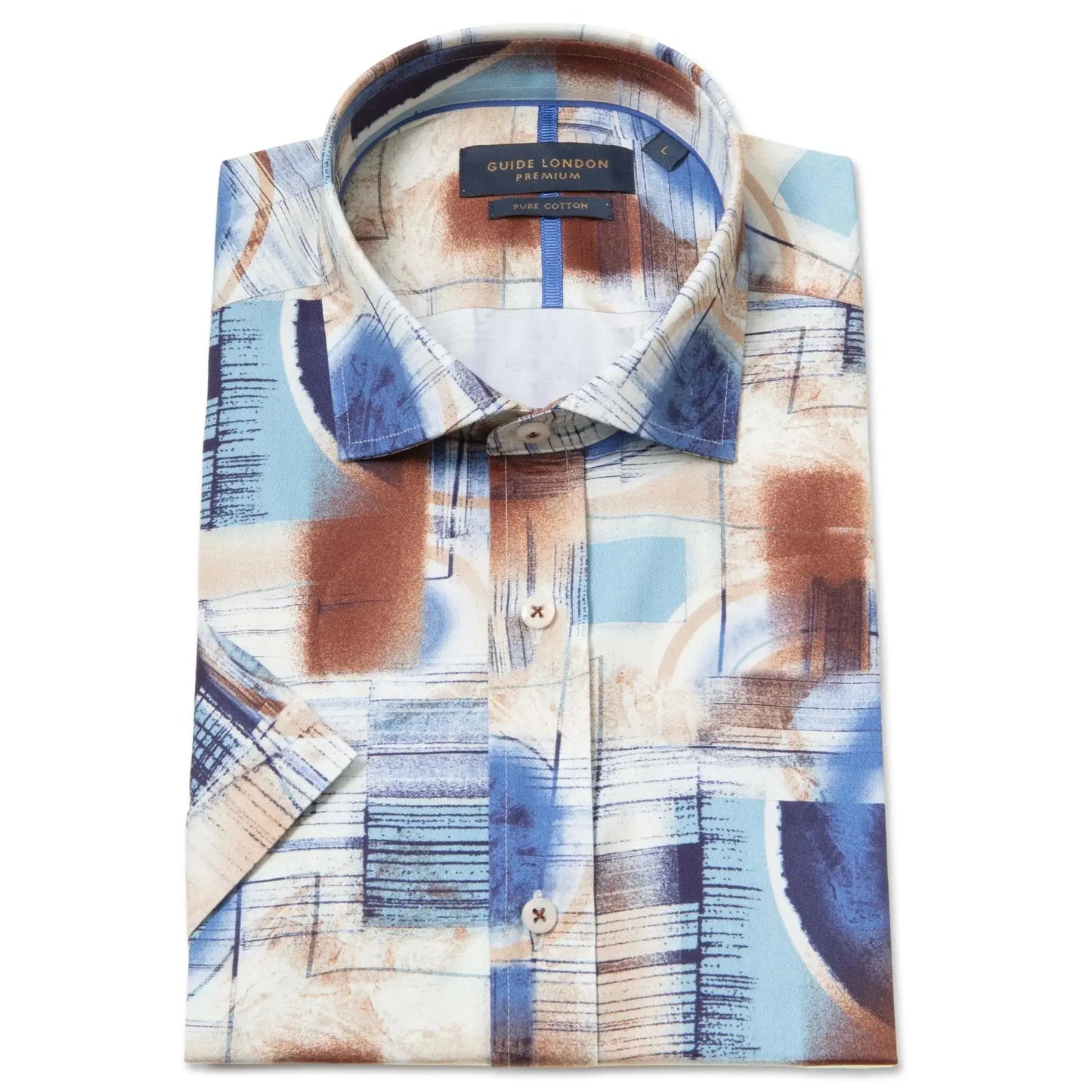 Buy Guide London Short Sleeve Abstract Print Shirt - Multi | Short-Sleeved Shirtss at Woven Durham