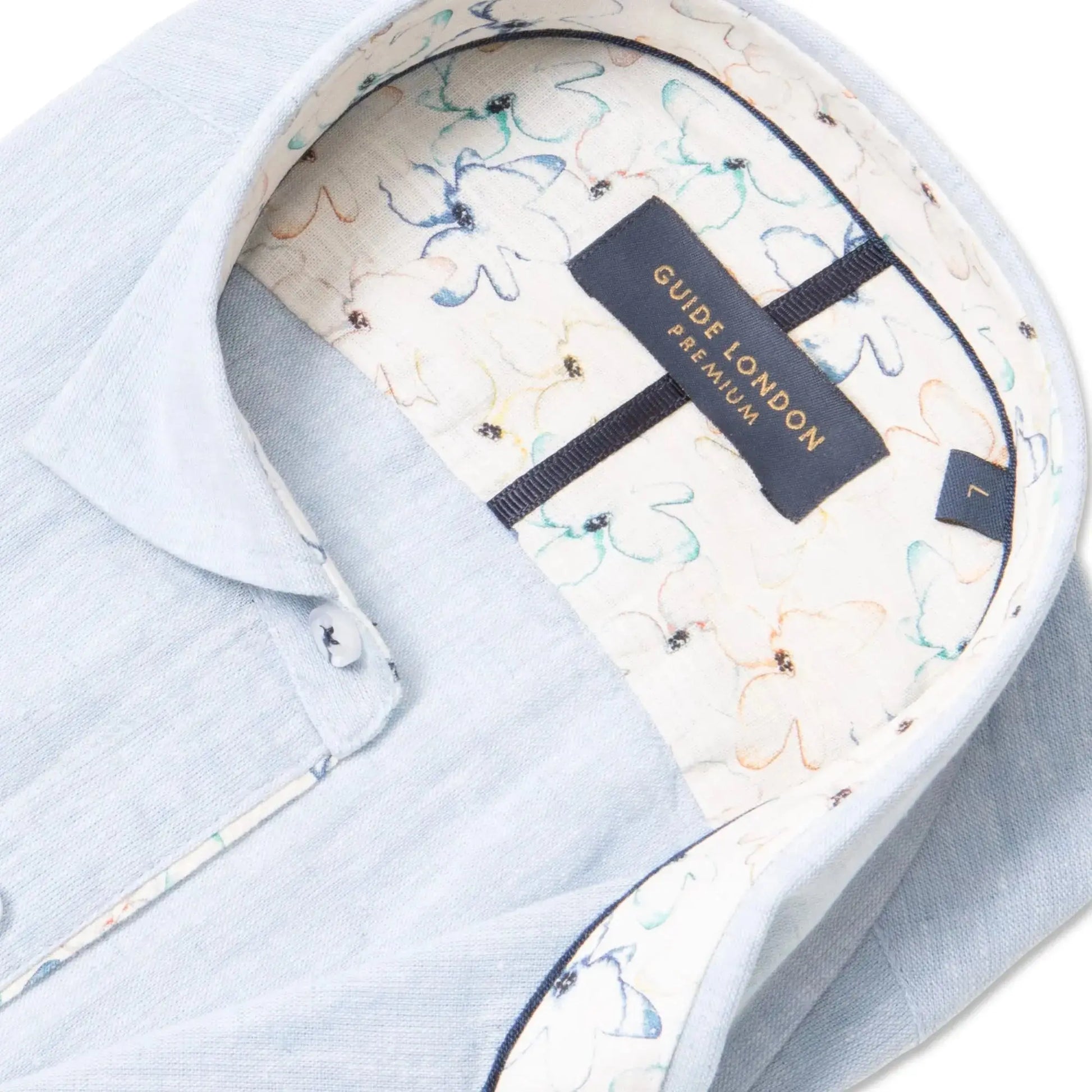 Buy Guide London Short Sleeve Cotton Shirt - Sky Blue | Short-Sleeved Shirtss at Woven Durham