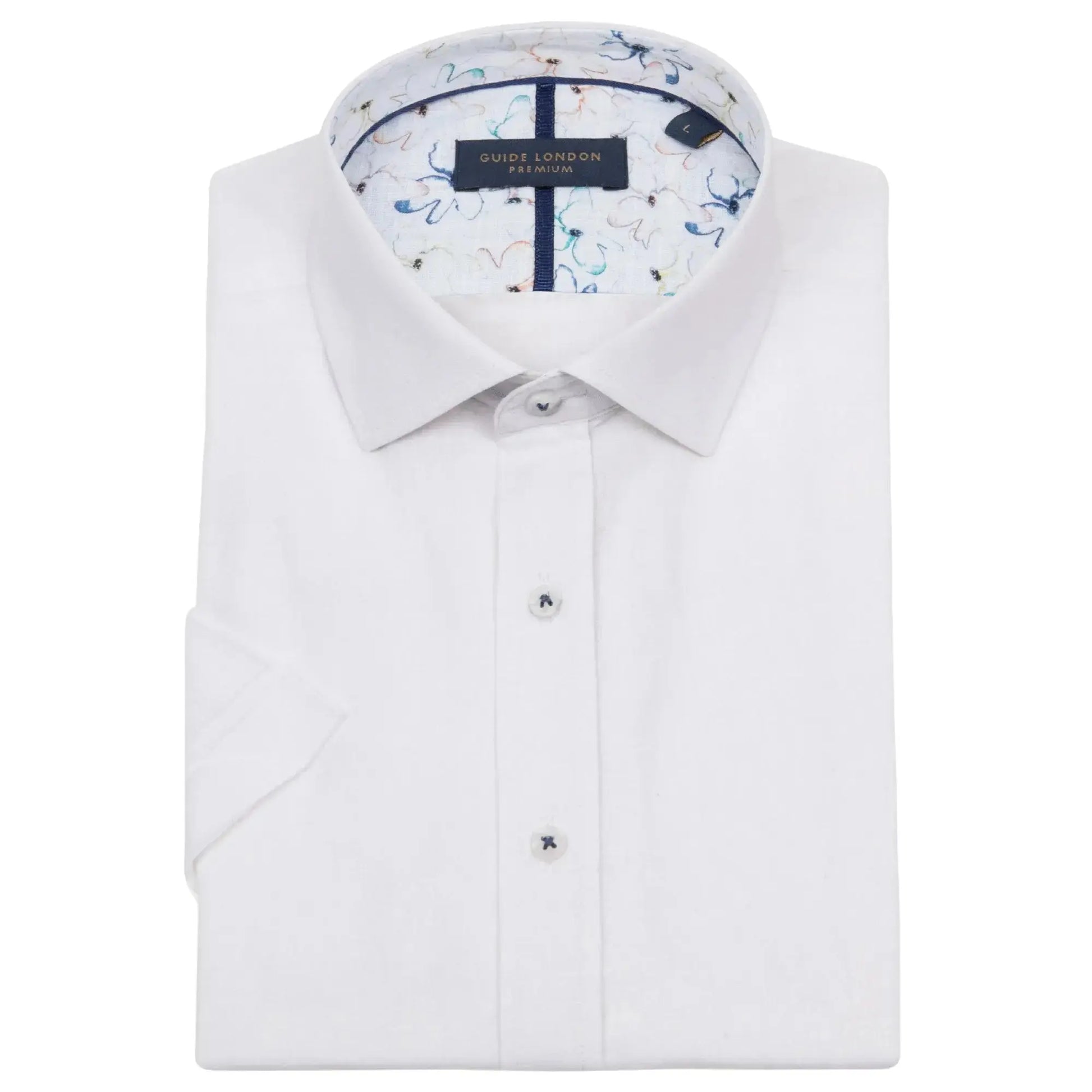 Buy Guide London Short Sleeve Cotton Shirt - White | Short-Sleeved Shirtss at Woven Durham