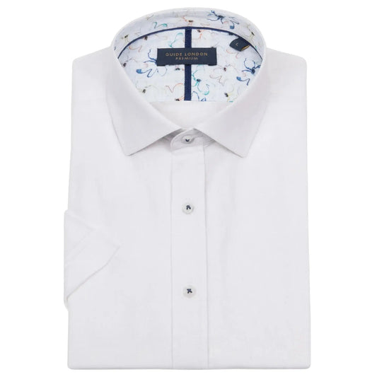 Buy Guide London Short Sleeve Cotton Shirt - White | Short-Sleeved Shirtss at Woven Durham