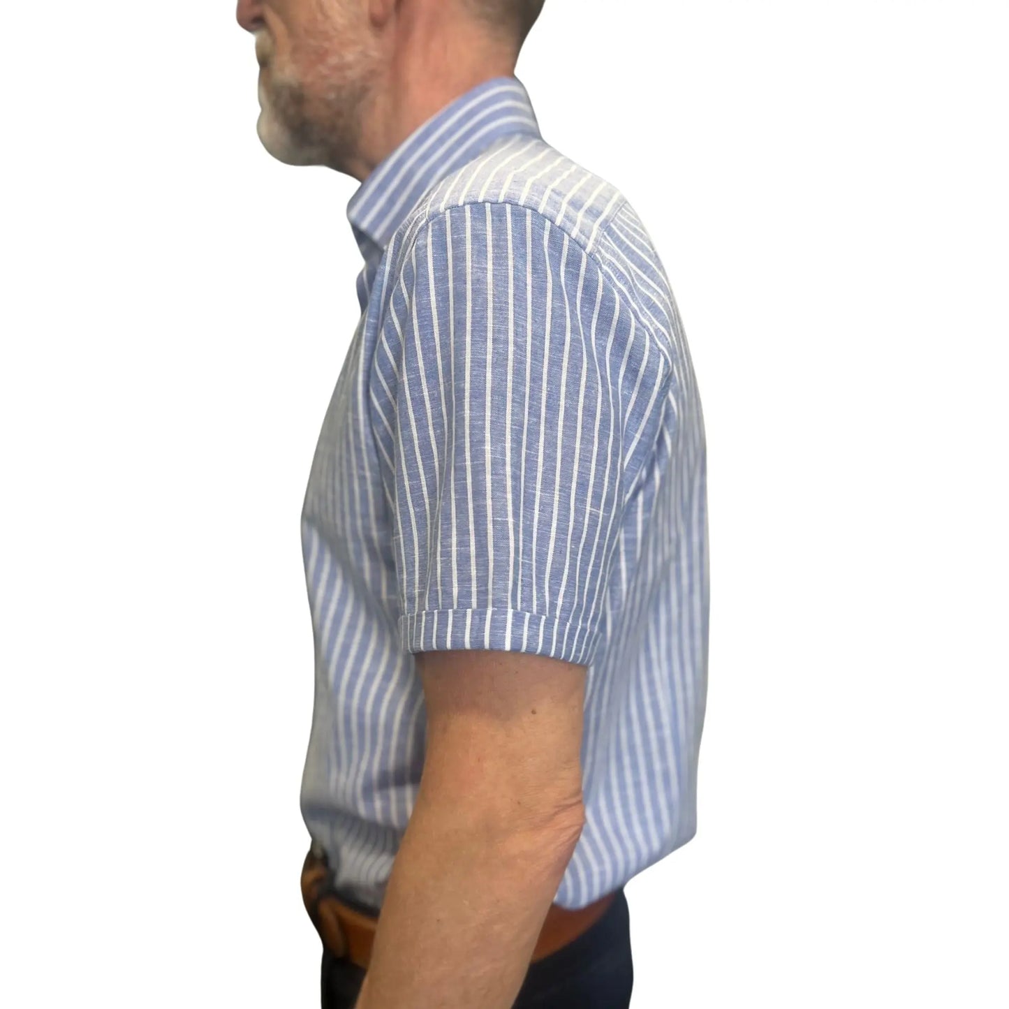 Buy Marnelli Sartoria Short Sleeve Stripe Shirt - Blue/White | Short-Sleeved Shirtss at Woven Durham