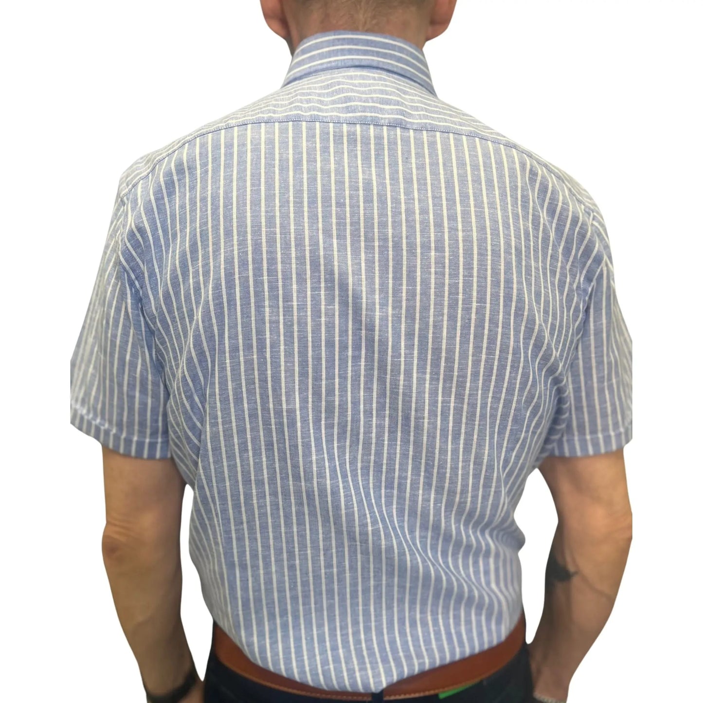 Buy Marnelli Sartoria Short Sleeve Stripe Shirt - Blue/White | Short-Sleeved Shirtss at Woven Durham