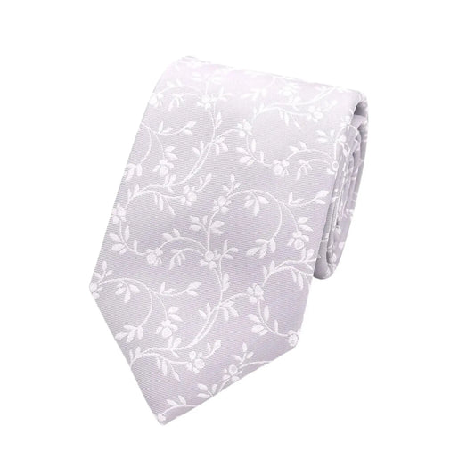 Buy L.A. Smith Silver Leafy Floral Tie | Silk Tiess at Woven Durham