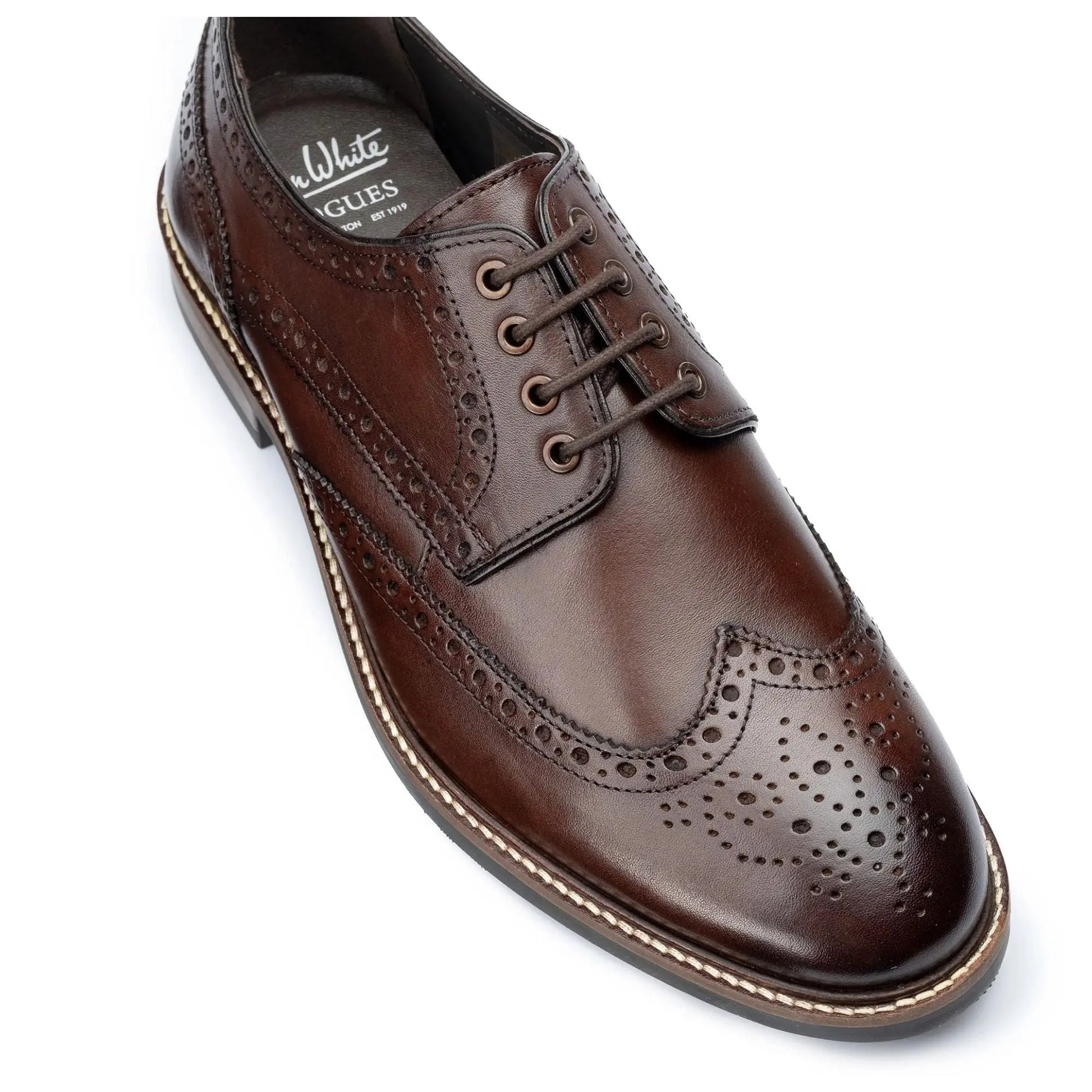 Buy John White Stokes Derby Brogues - Brown | Brogue Shoess at Woven Durham