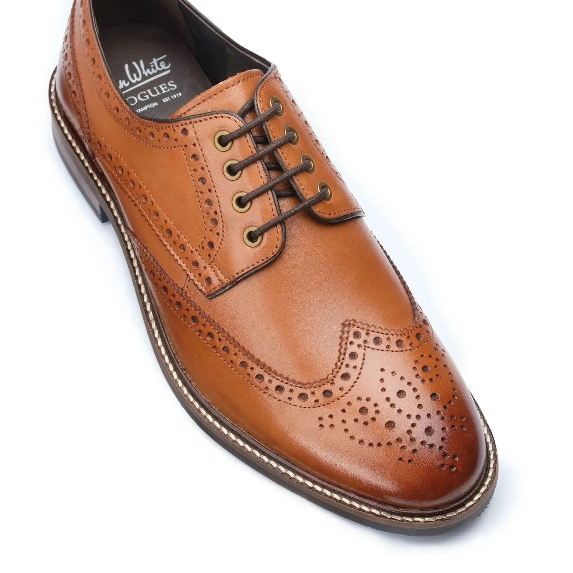 Buy John White Stokes Derby Brogues - Tan | Brogue Shoess at Woven Durham