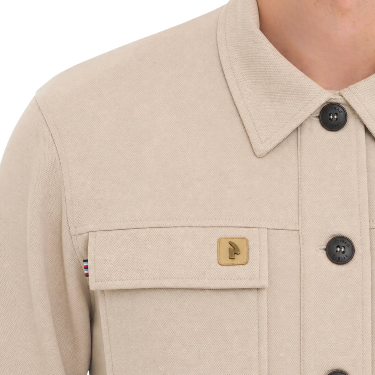 Buy Gabicci Vintage Stone Leigh Cotton Overshirt | Long-Sleeved Polo Shirtss at Woven Durham