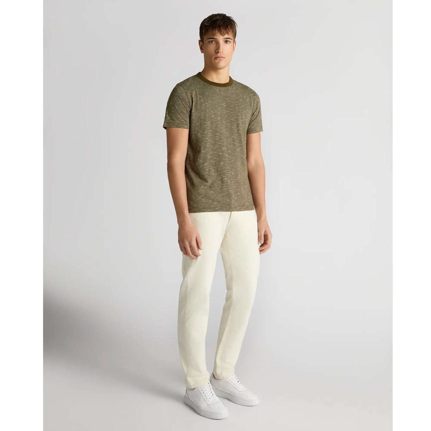 Buy Remus Uomo Stripe Crew-Neck T-Shirt - Olive | T-Shirtss at Woven Durham