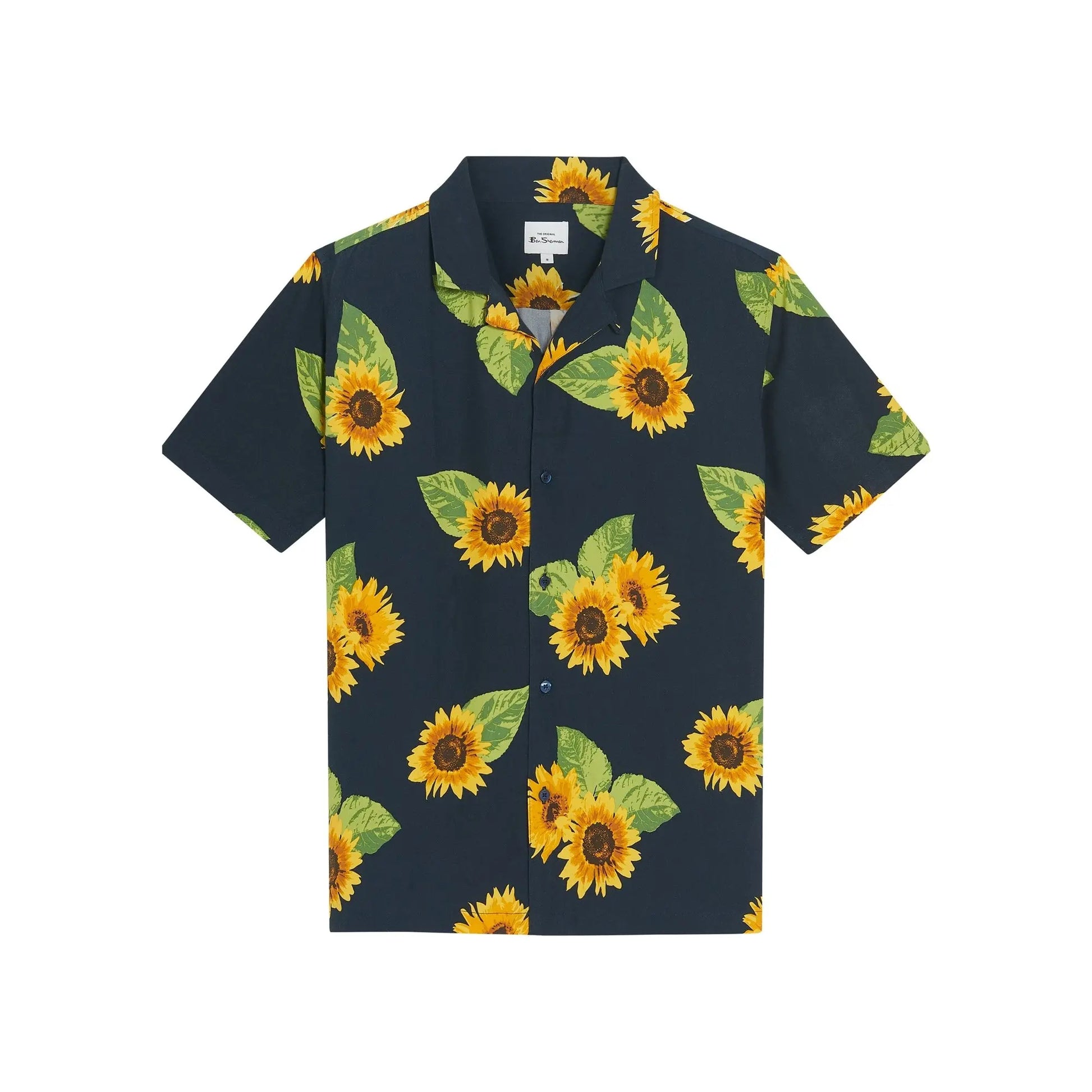 Buy Ben Sherman Sunflower Print Short Sleeve Shirt - Black | Short-Sleeved Shirtss at Woven Durham