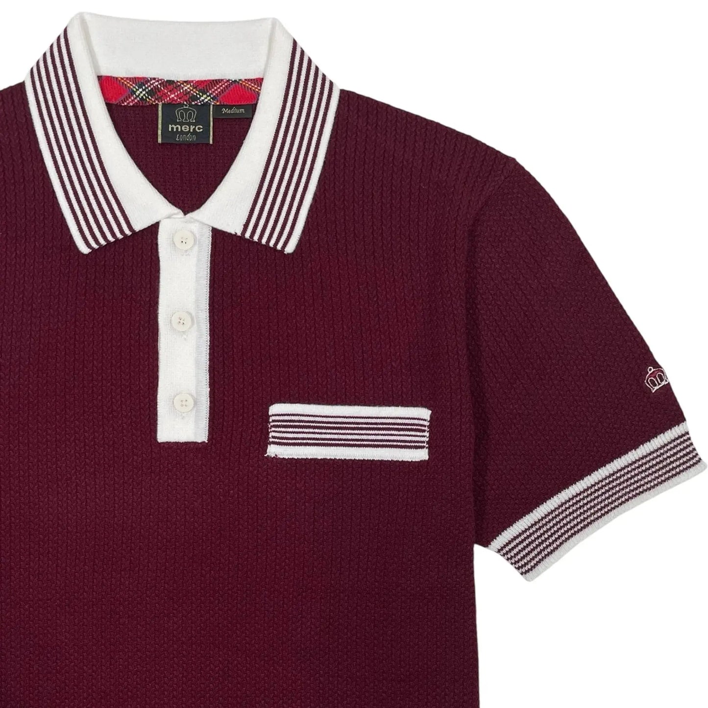Buy Merc London Telary Knitted Polo - Burgundy | Short-Sleeved Polo Shirtss at Woven Durham