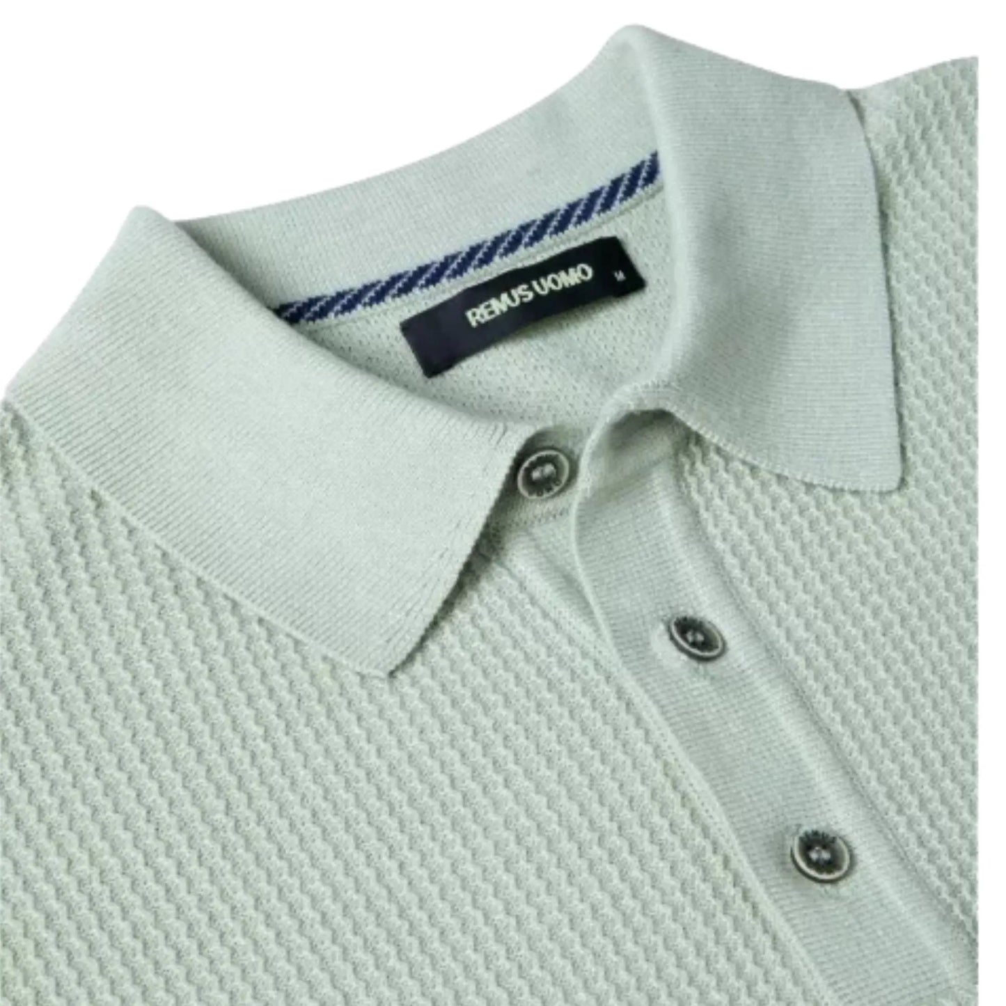Buy Remus Uomo Textured Short Sleeve Polo - Green | Short-Sleeved Polo Shirtss at Woven Durham