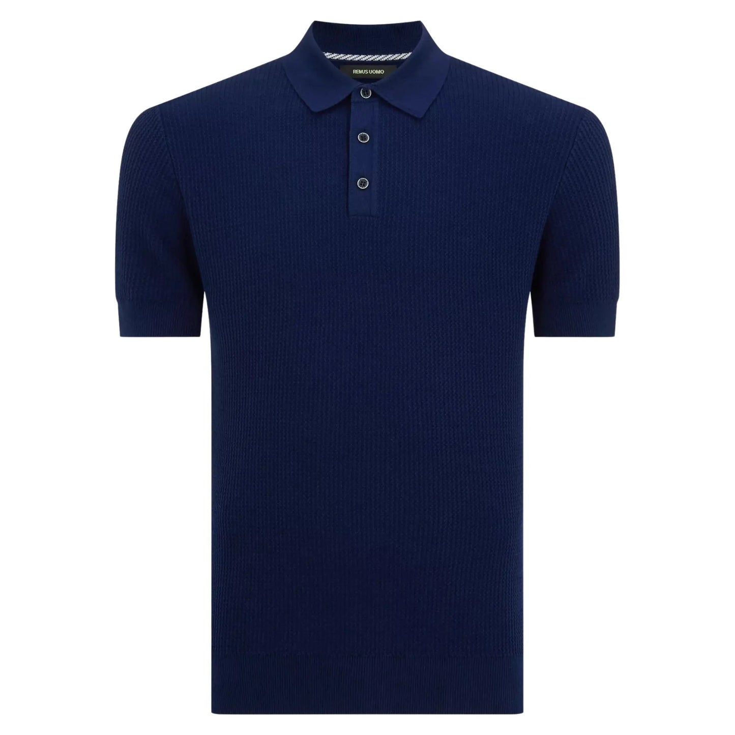 Buy Remus Uomo Textured Short Sleeve Polo - Navy | Short-Sleeved Polo Shirtss at Woven Durham