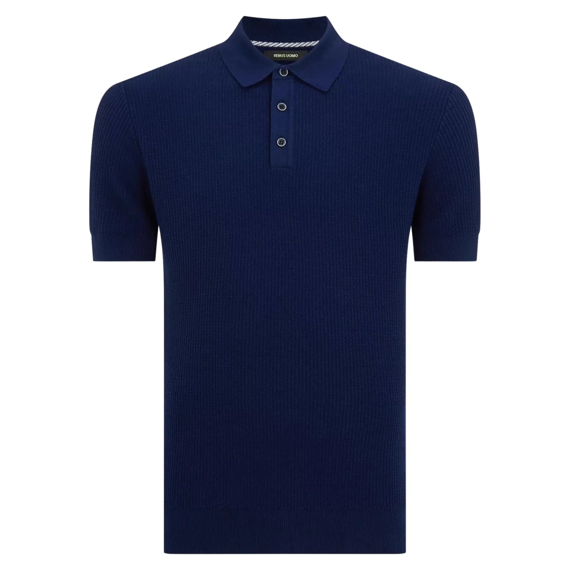 Buy Remus Uomo Textured Short Sleeve Polo - Navy | Short-Sleeved Polo Shirtss at Woven Durham