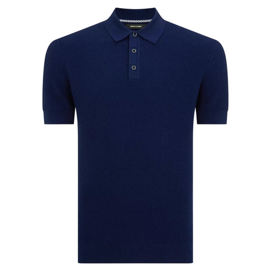 Buy Remus Uomo Textured Short Sleeve Polo - Navy | Short-Sleeved Polo Shirtss at Woven Durham