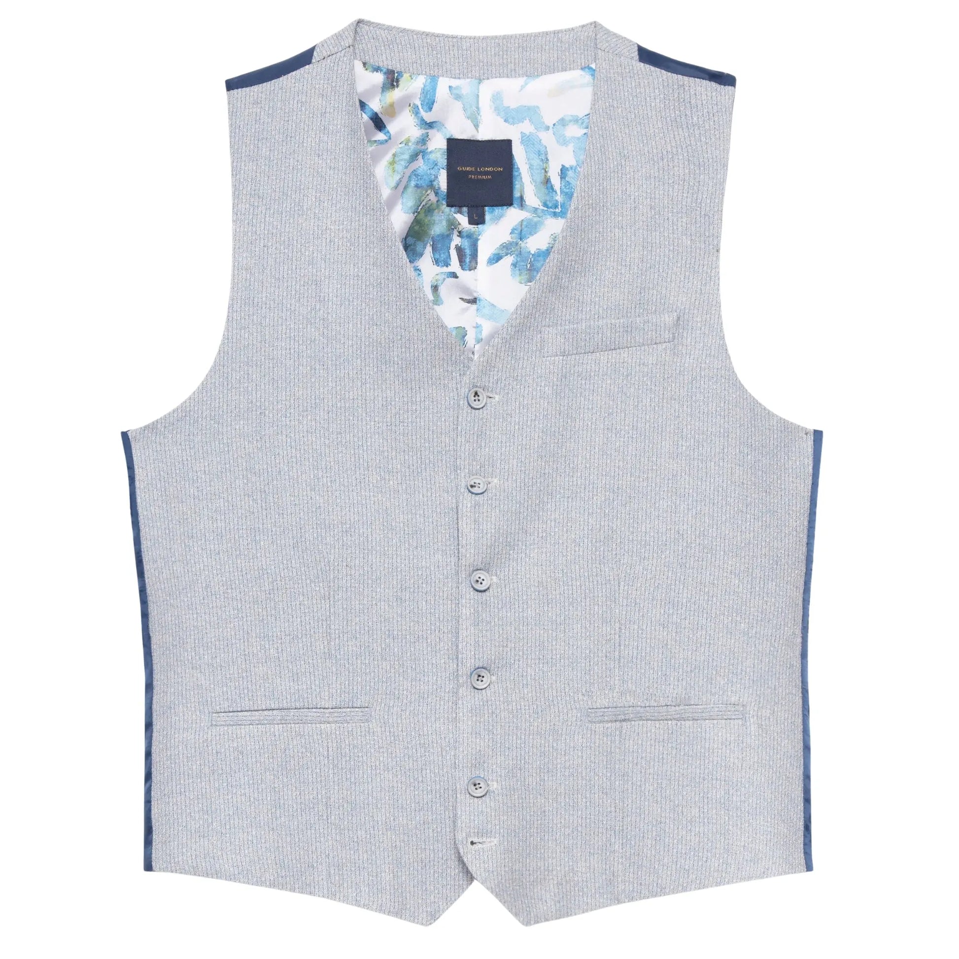 Buy Guide London Textured Suit Waistcoat - Blue | Suit Waistcoats at Woven Durham