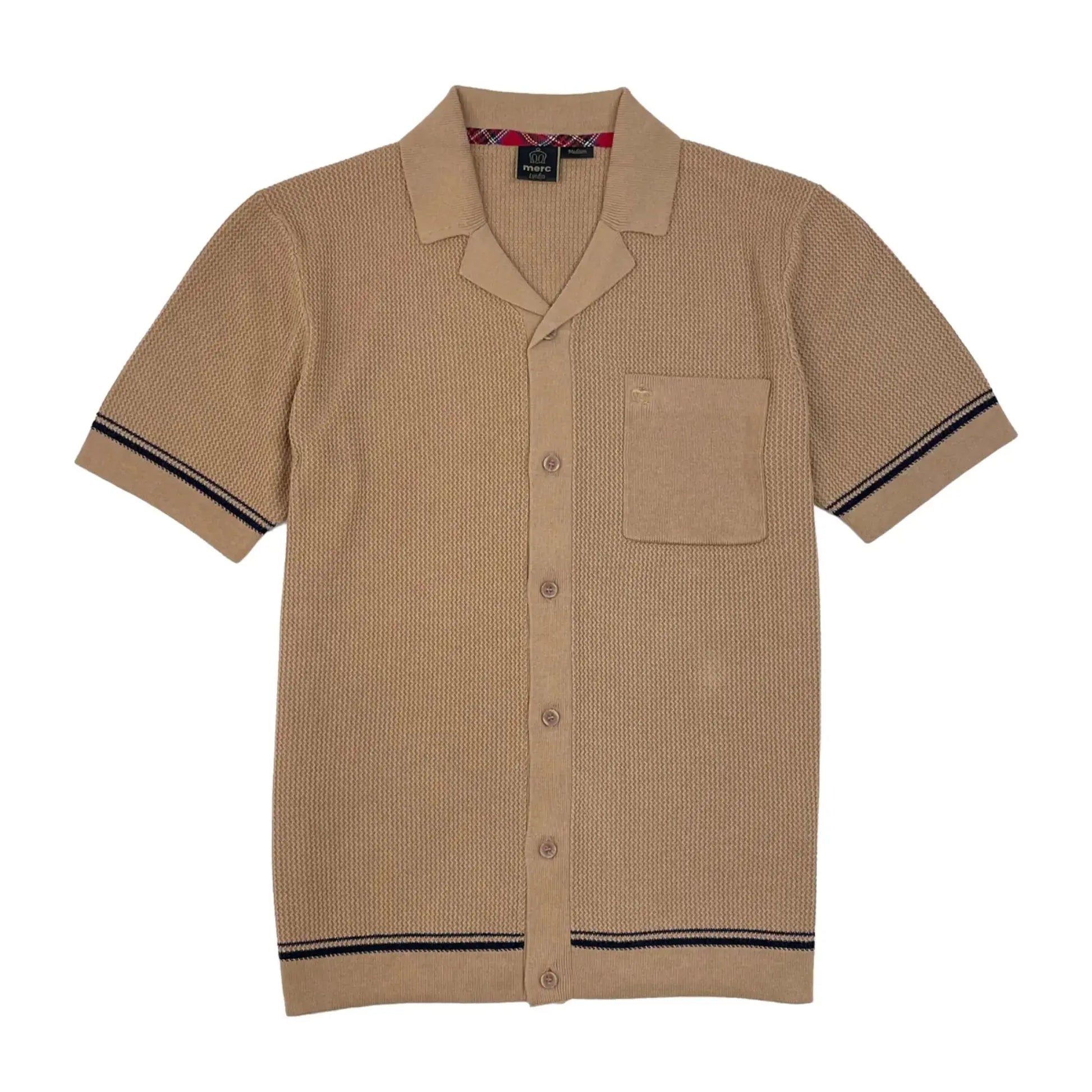 Buy Merc London Todd Knitted Shirt - Coffee | Short-Sleeved Polo Shirtss at Woven Durham