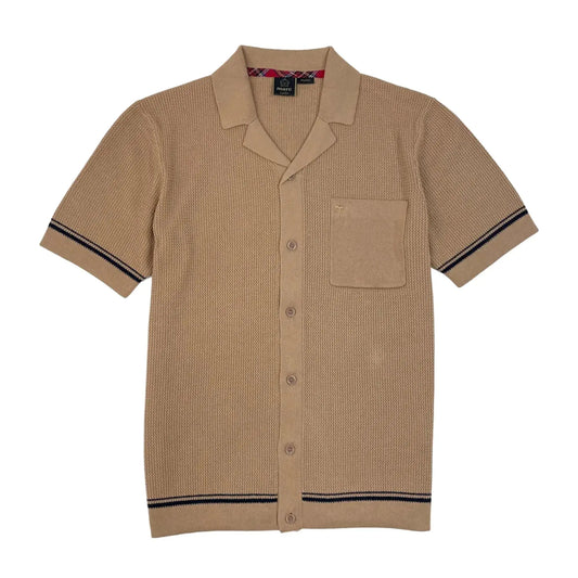 Buy Merc London Todd Knitted Shirt - Coffee | Short-Sleeved Polo Shirtss at Woven Durham